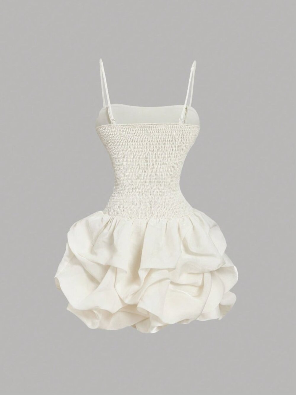Apricot Casual Women's Elegant Mini Dress with Ruched Bubble Hem and Corset Top - Picture 2 of 4